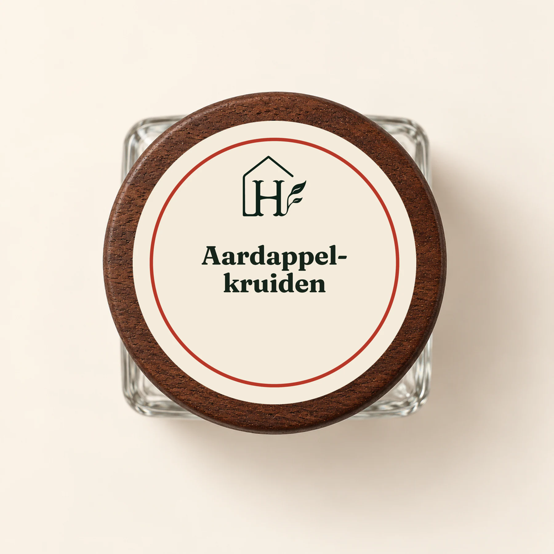 Aardappelkruiden — dopetiket van bovenaf