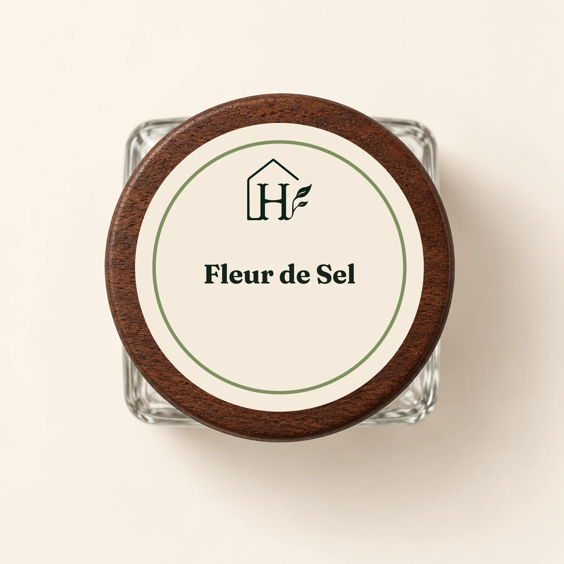 Fleur de Sel — dopetiket van bovenaf