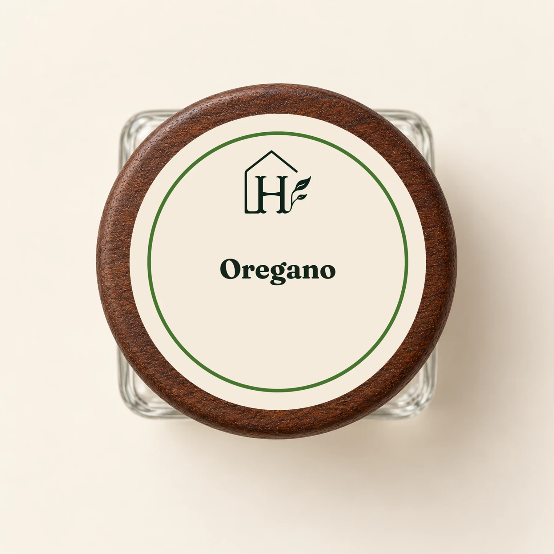 Oregano — dopetiket van bovenaf