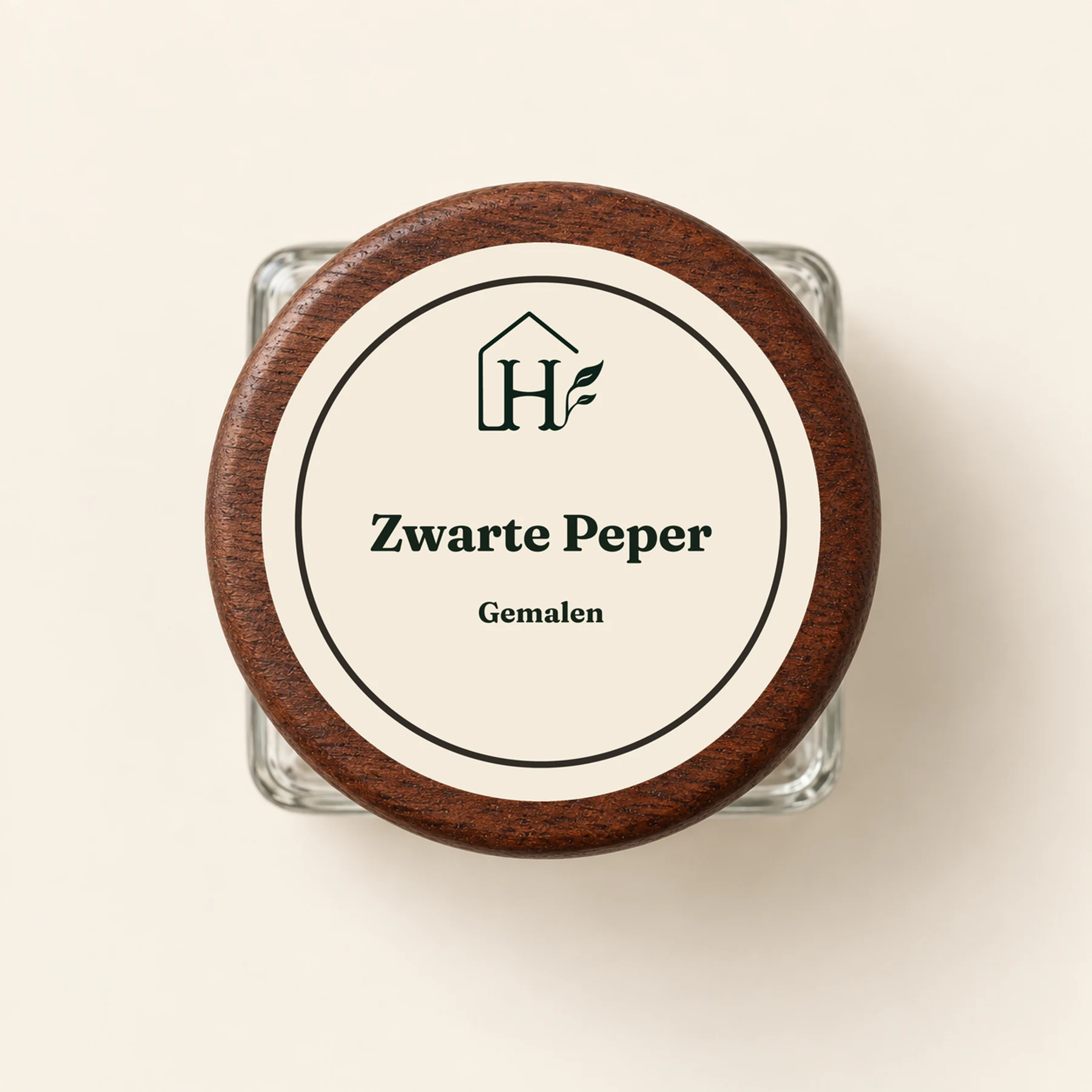 Zwarte Peper Gemalen — dopetiket van bovenaf