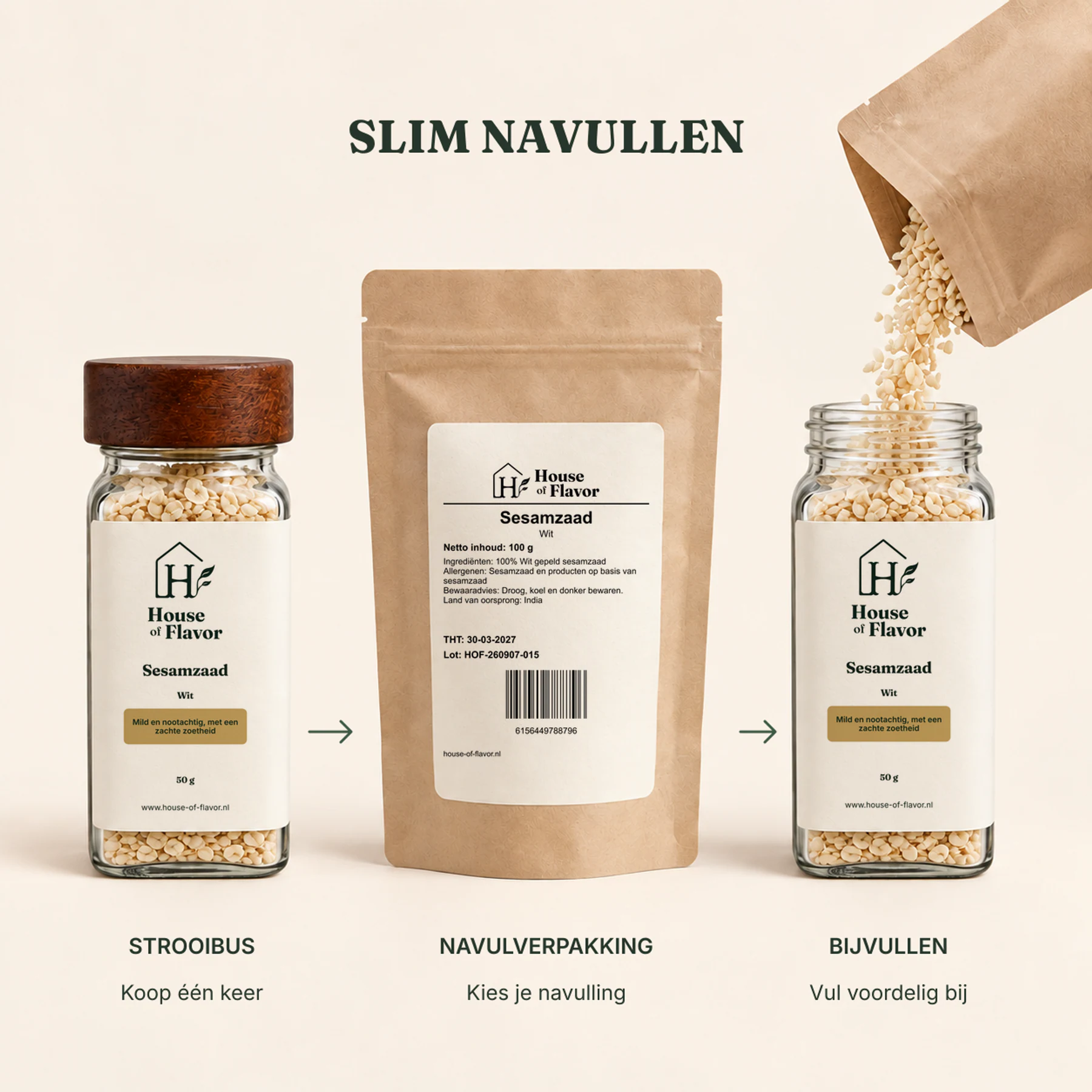 Sesamzaad Wit — navulverpakking en bijvullen
