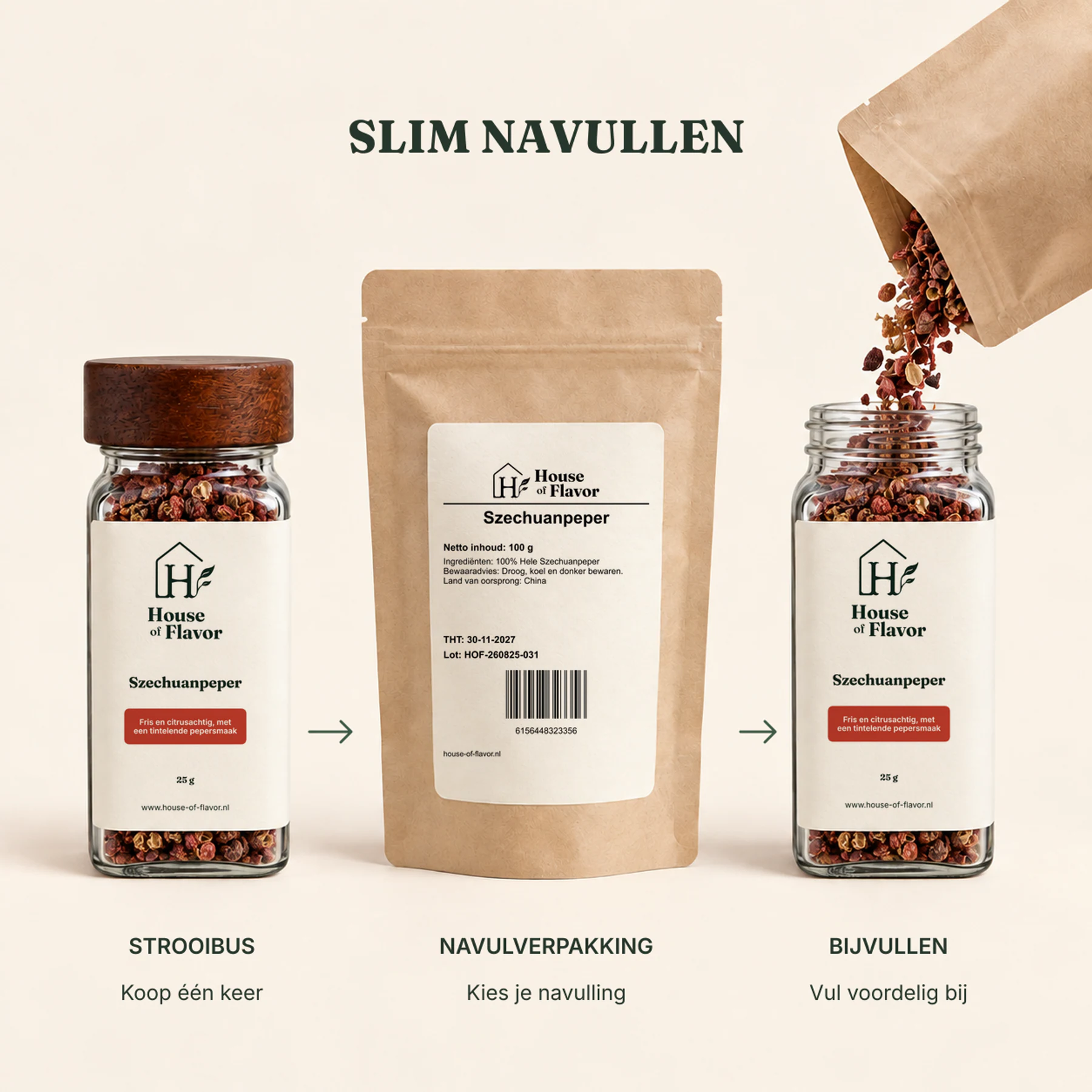 Szechuanpeper — navulverpakking en bijvullen