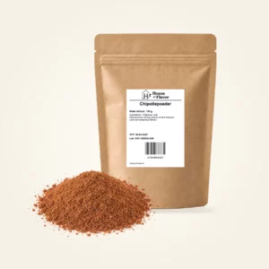 Chipotlepoeder — navulzak 100 g, met kruiden op de voorgrond