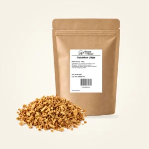 Gebakken Uitjes — navulzak 100 g, met kruiden op de voorgrond
