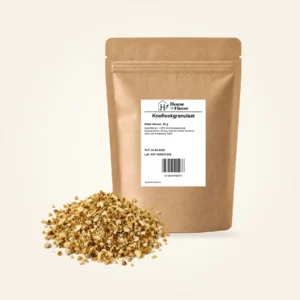 Knoflookgranulaat — navulzak 50 g, met kruiden op de voorgrond