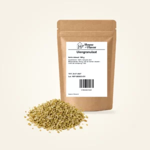 Uiengranulaat — navulzak 100 g, met kruiden op de voorgrond