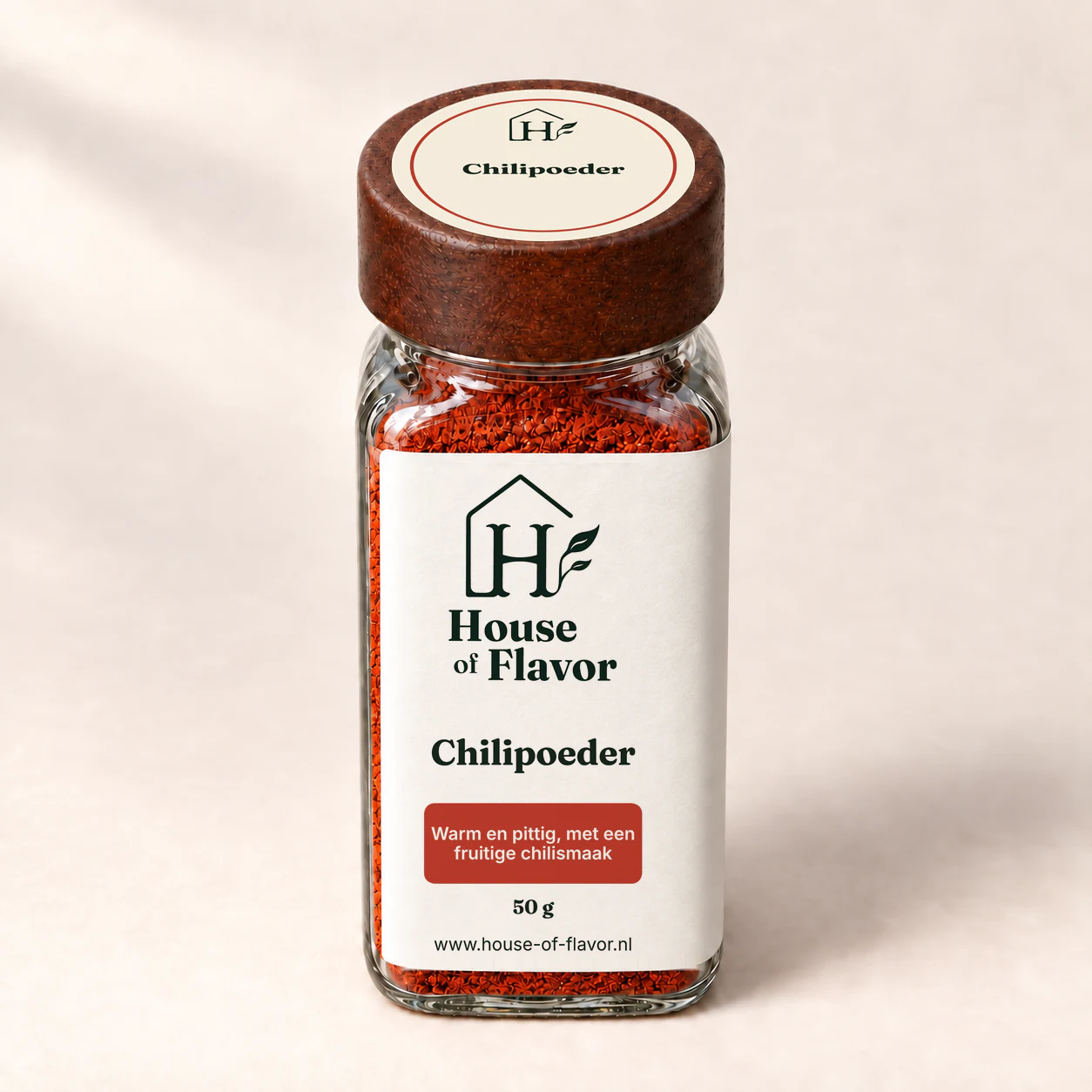 Chilipoeder — strooibus 50 g, met dopetiket