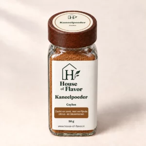 Kaneelpoeder Ceylon — strooibus 50 g, met dopetiket
