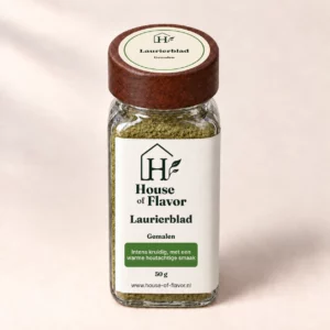 Laurierblad Gemalen — strooibus 50 g, met dopetiket