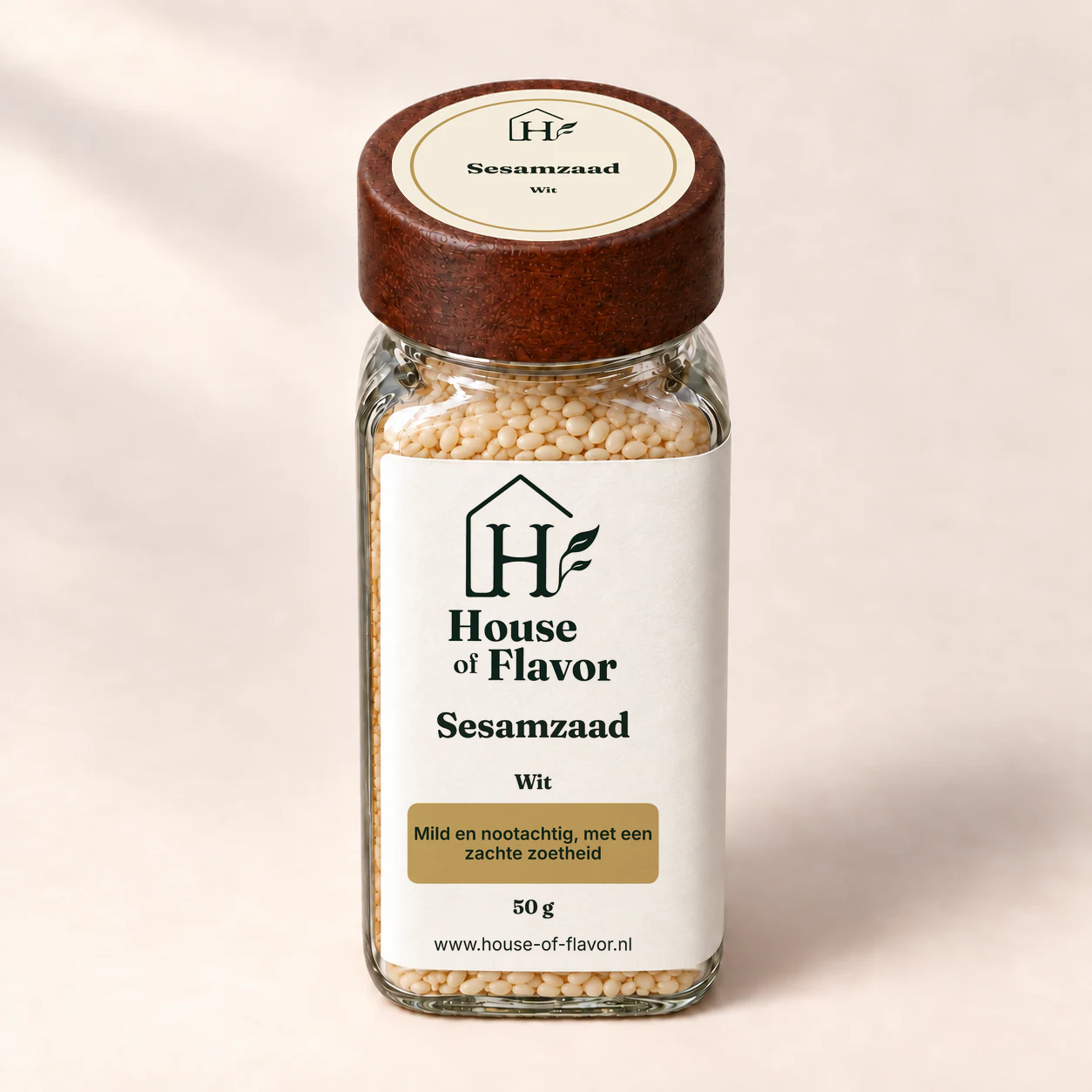 Sesamzaad Wit — strooibus 50 g, met dopetiket