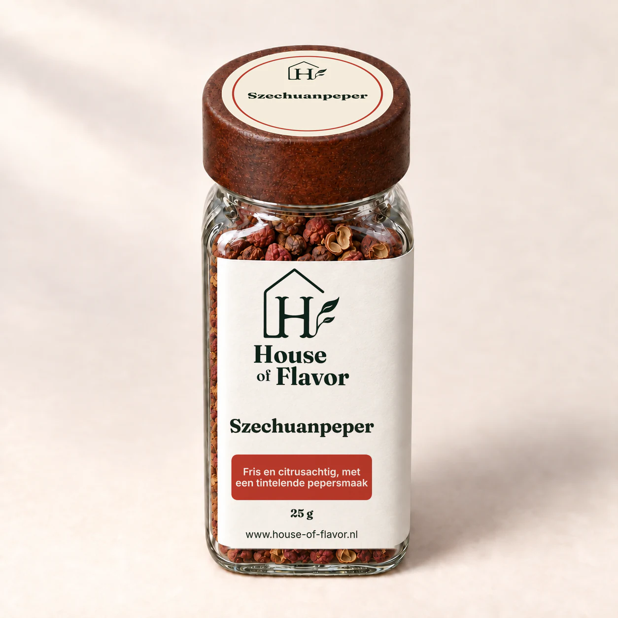 Szechuanpeper — strooibus 25 g, met dopetiket